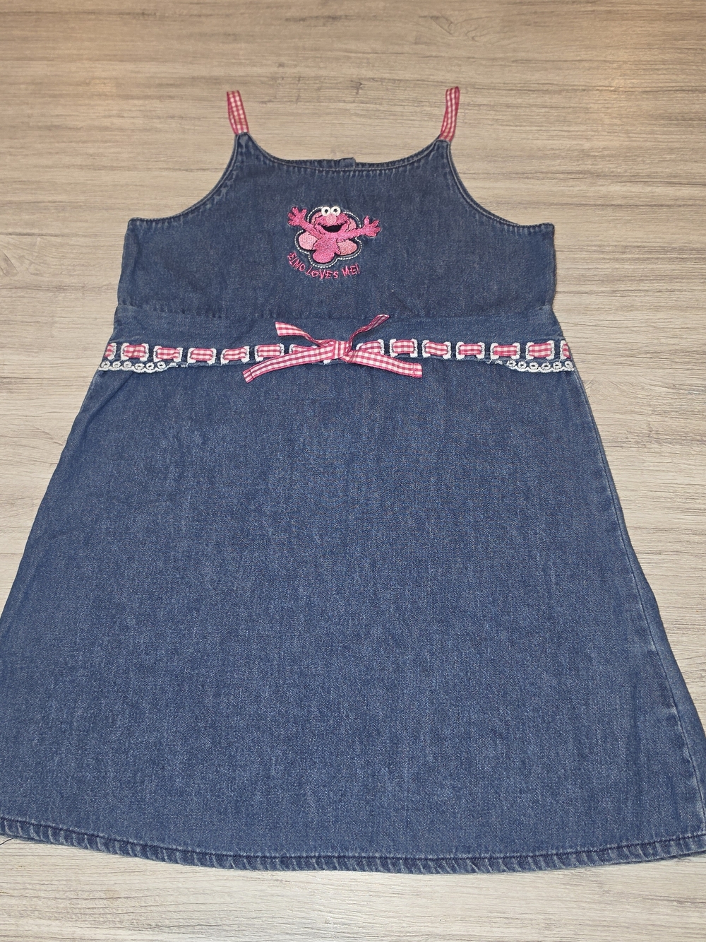 Vintage Sesame Street Dress Toddler Size Girls 5T Pink Gingham A4